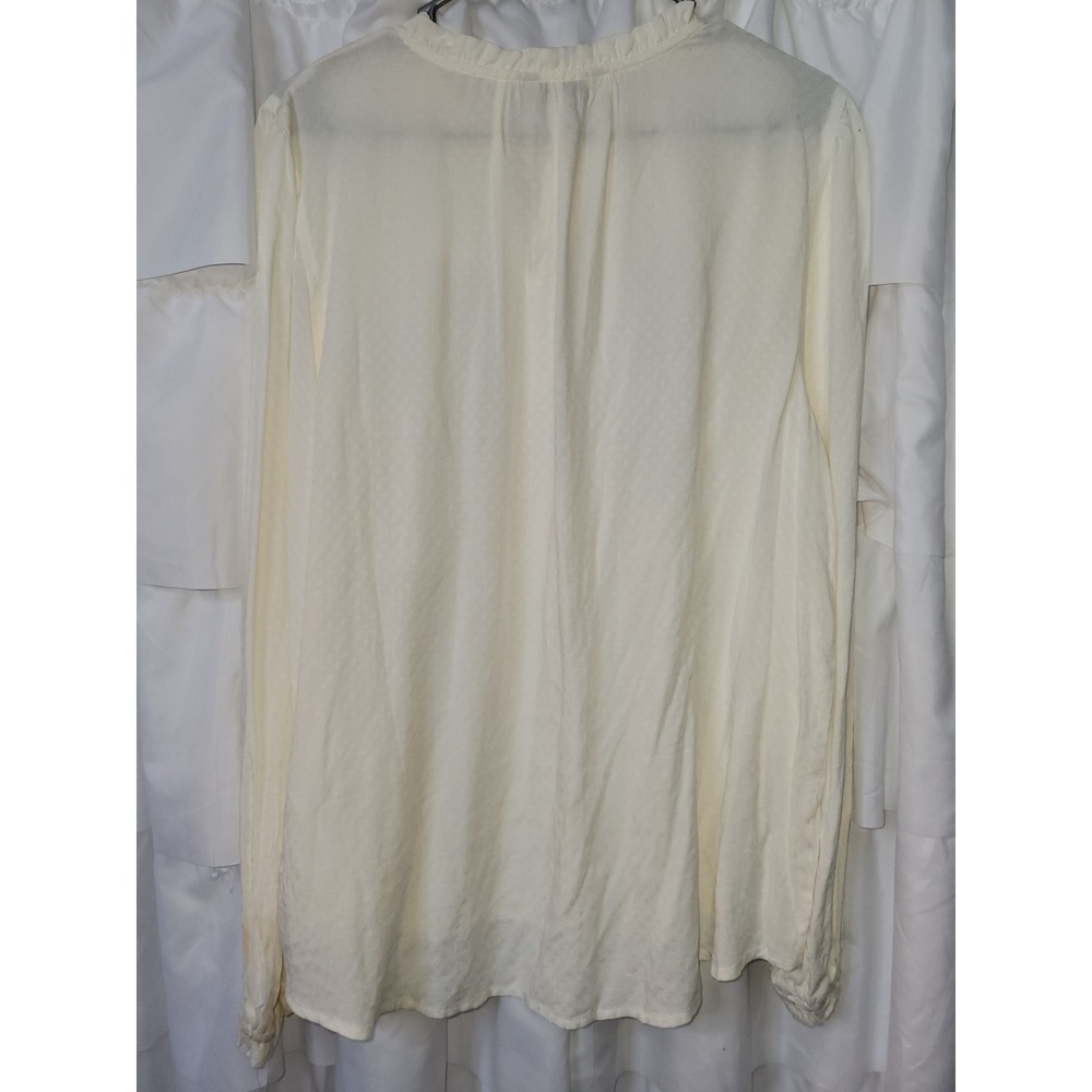 Croft & Barrow Womens Large White Swiss Dot Ruffle Tie Neck Blouse NEW 2017 - Picture 5 of 7